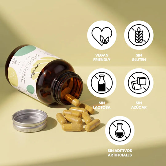 Magrifit Piperine es vegan friendly, sin gluten, sin lactosa, sin azúcar y sin aditivos artificiales