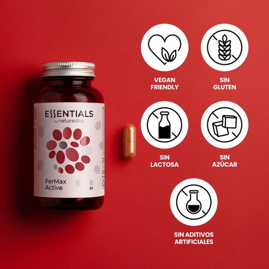 FerMax Active es vegan friendly, sin gluten, sin lactosa, sin azúcar y sin aditivos artificiales