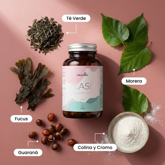 Ingredientes de Magrifit Flash: té verde, morera, fucus, guaraná, colina y cromo