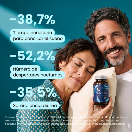 Estudio clínico: reducción del tiempo para conciliar el sueño con melatonina, vitamina B6 y plantas