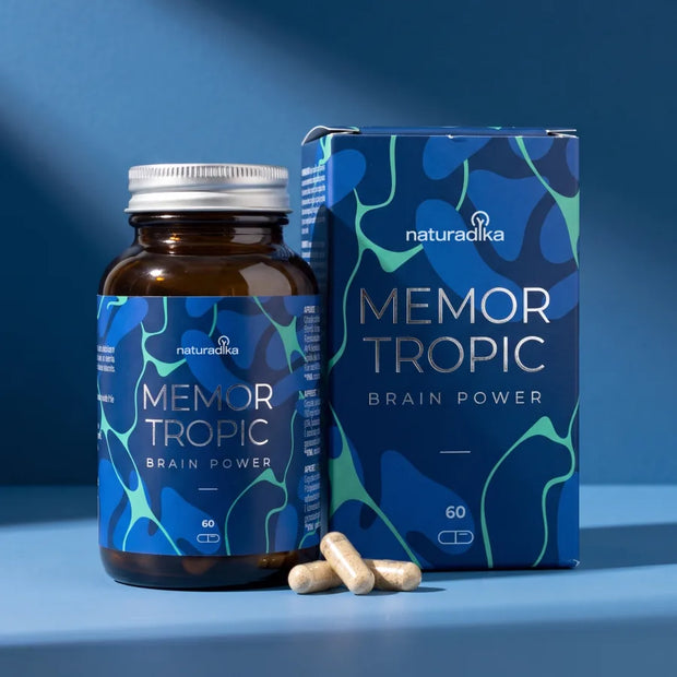 Memor Tropic Brain Power de Naturadika, bote de 60 cápsulas vegetales con su estuche