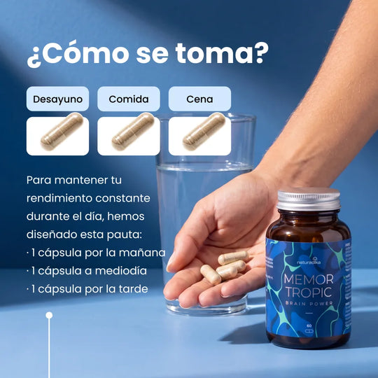 Cómo se toma Memor Tropic: 1 cápsula en el desayuno, 1 en la comida y 1 en la cena