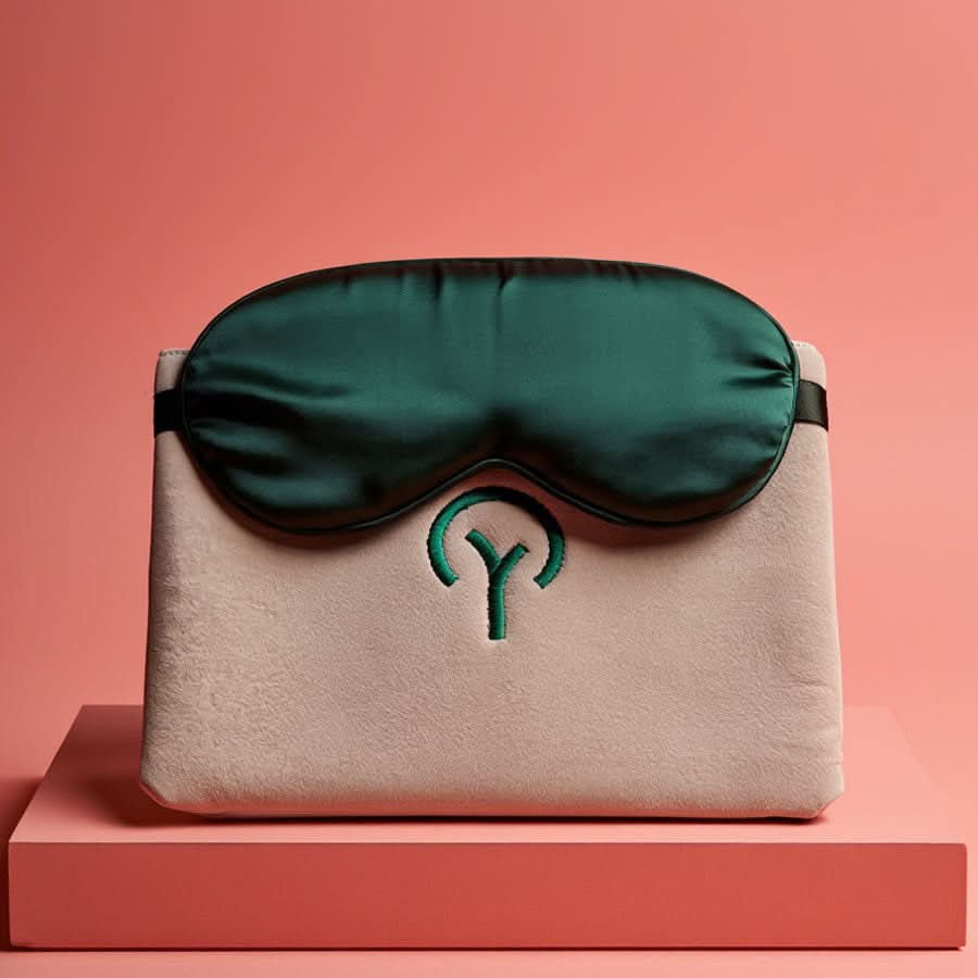 Antifaz de seda con estuche bordado